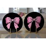 Siyah Zemin Pembe Kurdale Tasarımlı Dijital Baskılı Dekoratif 2'li Yuvarlak Servis Altlığı – Supla Realhomes