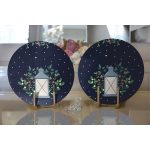 Lacivert Zeminli Özel Tasarımlı Dijital Baskılı Dekoratif 2'li Yuvarlak Servis Altlığı – Supla Realhomes