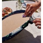 Lacivert Zeminli Özel Tasarımlı Dijital Baskılı Dekoratif 2'li Yuvarlak Servis Altlığı – Supla Realhomes