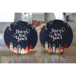 Happy New Year Tasarımlı Dijital Baskılı Dekoratif 2'li Yuvarlak Servis Altlığı – Supla Realhomes