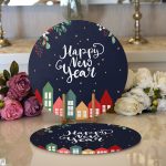 Happy New Year Tasarımlı Dijital Baskılı Dekoratif 2'li Yuvarlak Servis Altlığı – Supla Realhomes