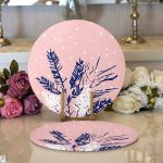 Pembe Zemin Özel Tasarımlı Dijital Baskılı Modern 2'li Yuvarlak Servis Altlığı – Supla Realhomes