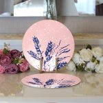 Pembe Zemin Özel Tasarımlı Dijital Baskılı Modern 2'li Yuvarlak Servis Altlığı – Supla Realhomes