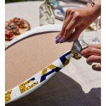 Beyaz Zemin Gold & Lacivert Happy New Year Çizimli Dijital Baskılı Modern 2'li Yuvarlak Servis Altlığı – Supla Realhomes