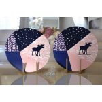 Renkli Zemin Özel Tasarımlı Dijital Baskılı Modern 2'li Yuvarlak Servis Altlığı – Supla Realhomes