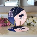 Renkli Zemin Özel Tasarımlı Dijital Baskılı Modern 2'li Yuvarlak Servis Altlığı – Supla Realhomes