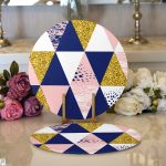 Renkli Üçgen Tasarımlı Dijital Baskılı Modern 2'li Yuvarlak Servis Altlığı – Supla Realhomes