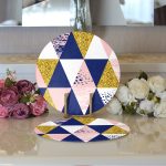 Renkli Üçgen Tasarımlı Dijital Baskılı Modern 2'li Yuvarlak Servis Altlığı – Supla Realhomes