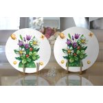 Pastel Rengarenk Çiçek Tasarımlı Dijital Baskılı Modern 2'li Yuvarlak Servis Altlığı – Supla Realhomes