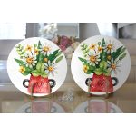 Pastel Rengarenk Çiçek Tasarımlı Dijital Baskılı Dekoratif 2'li Yuvarlak Servis Altlığı – Supla Realhomes