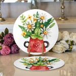 Pastel Rengarenk Çiçek Tasarımlı Dijital Baskılı Dekoratif 2'li Yuvarlak Servis Altlığı – Supla Realhomes