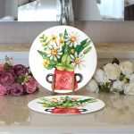 Pastel Rengarenk Çiçek Tasarımlı Dijital Baskılı Dekoratif 2'li Yuvarlak Servis Altlığı – Supla Realhomes