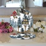 Bağ Evi Tasarımlı Kış Temalı Dijital Baskılı Dekoratif 2'li Yuvarlak Servis Altlığı – Supla Realhomes