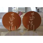 Kahve Zemin Minimalist Çizimli Dijital Baskılı Modern 2'li Yuvarlak Servis Altlığı – Supla Realhomes