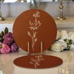 Kahve Zemin Minimalist Çizimli Dijital Baskılı Modern 2'li Yuvarlak Servis Altlığı – Supla Realhomes