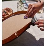 Kahve Zemin Minimalist Çizimli Dijital Baskılı Modern 2'li Yuvarlak Servis Altlığı – Supla Realhomes