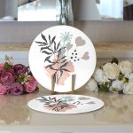 Natural Floral Tasarımlı Dijital Baskılı Modern 2'li Yuvarlak Servis Altlığı – Supla Realhomes