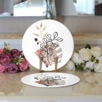 Natural Floral Tasarımlı Dijital Baskılı Dekoratif 2'li Yuvarlak Servis Altlığı – Supla Realhomes