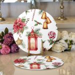 Şamdan Tasarımlı Yılbaşı Konseptli Dijital Baskılı Modern 2'li Yuvarlak Servis Altlığı – Supla Realhomes