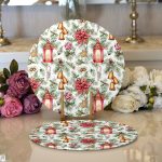 Şamdan Tasarımlı Yılbaşı Konseptli Dijital Baskılı Dekoratif 2'li Yuvarlak Servis Altlığı – Supla Realhomes