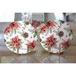 Kırmızı Gül & Kozalak Tasarımlı Dijital Baskılı Modern 2'li Yuvarlak Servis Altlığı – Supla Realhomes