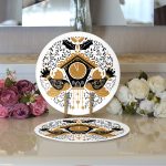 Çini Çizimli Guguklu Saat Motifli Dijital Baskılı Dekoratif 2'li Yuvarlak Servis Altlığı – Supla Realhomes