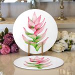 Egzotik Yaprak Tasarımlı Dijital Baskılı Modern 2'li Yuvarlak Servis Altlığı – Supla Realhomes