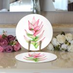 Egzotik Yaprak Tasarımlı Dijital Baskılı Modern 2'li Yuvarlak Servis Altlığı – Supla Realhomes