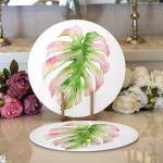 Egzotik Yaprak Tasarımlı Dijital Baskılı Modern 2'li Yuvarlak Servis Altlığı – Supla Realhomes