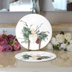 Mum & Kozalak Tasarımlı Christmas Temalı Dijital Baskılı Modern 2'li Yuvarlak Servis Altlığı – Supla Realhomes