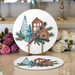 Christmas Temalı Özel Tasarım Dijital Baskılı Modern 2'li Yuvarlak Servis Altlığı – Supla Realhomes