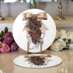 Kurdaleli Kozalak Motifli Dijital Baskılı Dekoratif 2'li Yuvarlak Servis Altlığı – Supla Realhomes