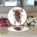 Kurdaleli Kozalak Motifli Dijital Baskılı Dekoratif 2'li Yuvarlak Servis Altlığı – Supla Realhomes