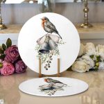 Çan & Kuş Motifli Dijital Baskılı Modern 2'li Yuvarlak Servis Altlığı – Supla Realhomes