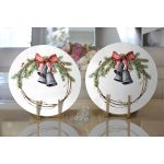 Çanlı Çelenk Tasarımlı Dijital Baskılı Modern 2'li Yuvarlak Servis Altlığı – Supla Realhomes