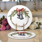 Çanlı Çelenk Tasarımlı Dijital Baskılı Modern 2'li Yuvarlak Servis Altlığı – Supla Realhomes