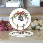 Çanlı Çelenk Tasarımlı Dijital Baskılı Modern 2'li Yuvarlak Servis Altlığı – Supla Realhomes