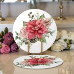 Gül Tasarımlı Dijital Baskılı Modern 2'li Yuvarlak Servis Altlığı – Supla Realhomes