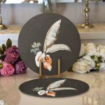 Özel Tasarım Tüy Motifli Dijital Baskılı Modern 2'li Yuvarlak Servis Altlığı – Supla Realhomes