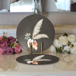 Özel Tasarım Tüy Motifli Dijital Baskılı Modern 2'li Yuvarlak Servis Altlığı – Supla Realhomes