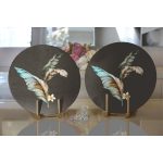 Özel Tasarım Tüy Motifli Dijital Baskılı Modern 2'li Yuvarlak Servis Altlığı – Supla Realhomes