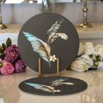 Özel Tasarım Tüy Motifli Dijital Baskılı Modern 2'li Yuvarlak Servis Altlığı – Supla Realhomes