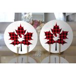 Ekose Yaprak Tasarımlı Dijital Baskılı Dekoratif 2'li Yuvarlak Servis Altlığı – Supla Realhomes