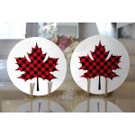 Ekose Yaprak Tasarımlı Dijital Baskılı Modern 2'li Yuvarlak Servis Altlığı – Supla Realhomes