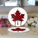 Ekose Yaprak Tasarımlı Dijital Baskılı Modern 2'li Yuvarlak Servis Altlığı – Supla Realhomes