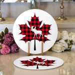 Ekose Yaprak Tasarımlı Dijital Baskılı Dekoratif 2'li Yuvarlak Servis Altlığı – Supla Realhomes