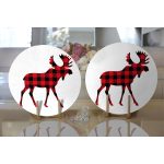 Ekose Geyik Tasarımlı Dijital Baskılı Modern 2'li Yuvarlak Servis Altlığı – Supla Realhomes