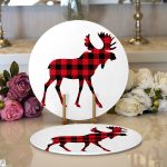 Ekose Geyik Tasarımlı Dijital Baskılı Modern 2'li Yuvarlak Servis Altlığı – Supla Realhomes