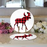 Ekose Geyik Tasarımlı Dijital Baskılı Modern 2'li Yuvarlak Servis Altlığı – Supla Realhomes