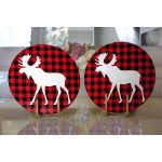 Ekose Zemin Geyik Tasarımlı Dijital Baskılı Dekoratif 2'li Yuvarlak Servis Altlığı – Supla Realhomes